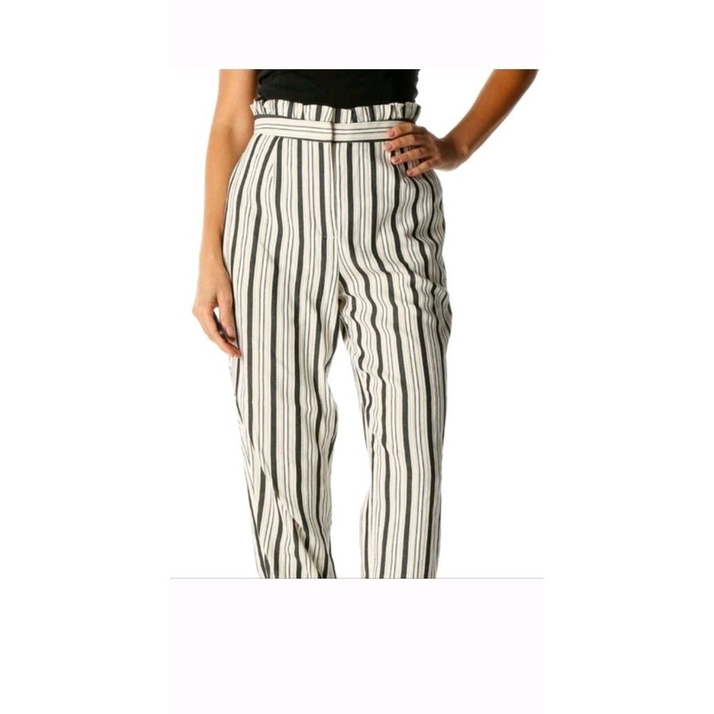 NWT Express Women's Striped High-Rise Ankle Pants Sz 6S Preppy